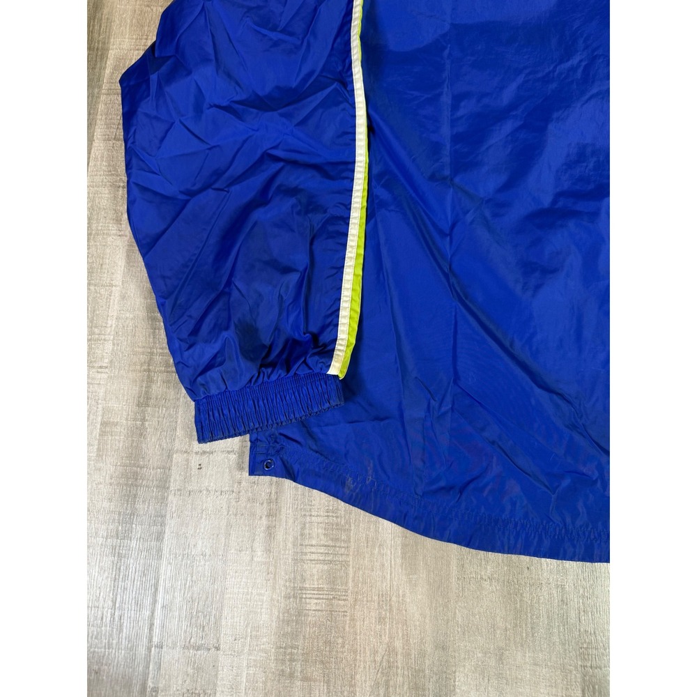 Vintage Adidas Windbreaker Pullover Jacket Blue Lime Green XXL 1/4 Zip Hooded - Picture 14 of 16